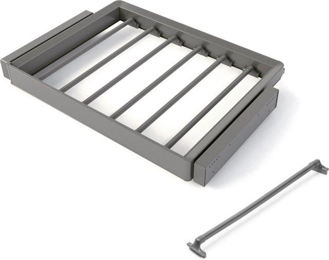 Emuca Hosenhalter-Set Quartz mit 7-Stangen-Halter und Rahmen, Modulbreite: 60 cm, Farbe: Grau, Oberfläche: Titan, mit Soft-Close und Vollauszugsschienen - Bild 1