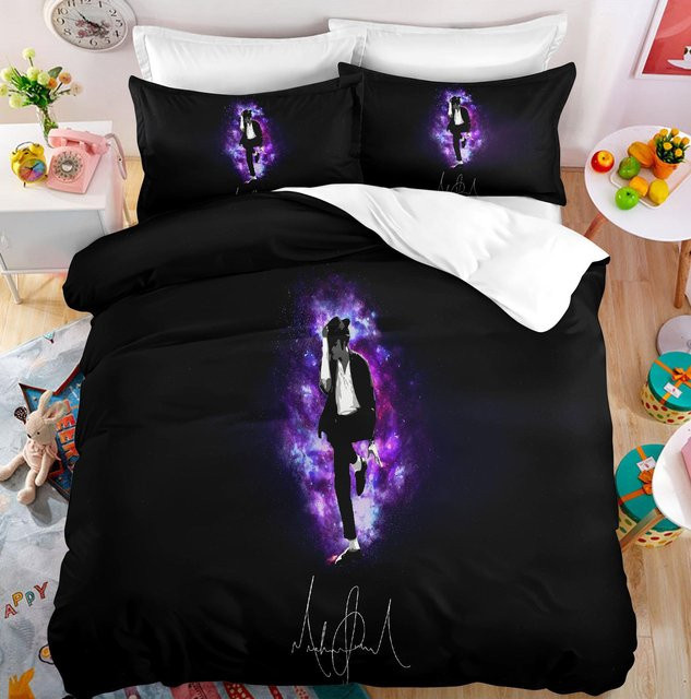 Michael Jackson Bettwäsche Kollektion mit Motiv Musikalische Genies in Schwarz, bestehend aus Bettbezug und Kissenbezug, B/T: 200 x 200 cm, Kissenbezug: 70 x 133 cm - Bild 1