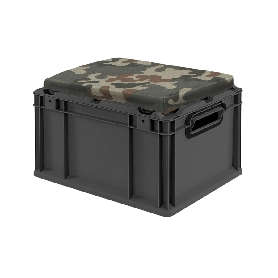 PROREGAL Eurobox Nextgen Seat Box Camouflage Sitzbox in Schwarz und Grün, H x B x T: 26,5 x 30 x 40 cm, 20 Liter Transportbox aus Polypropylen - Bild 2