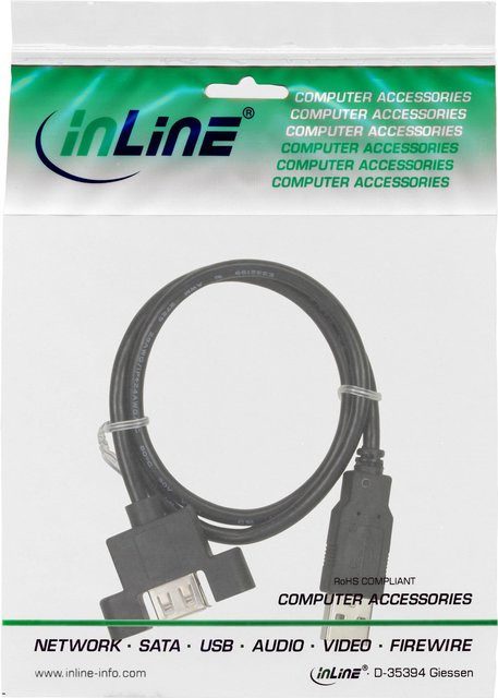 InLine USB 2.0 Kabel Bulk-Pack 100er Set Stecker A auf Einbaubuchse A Schwarz 0,6 m - Bild 1
