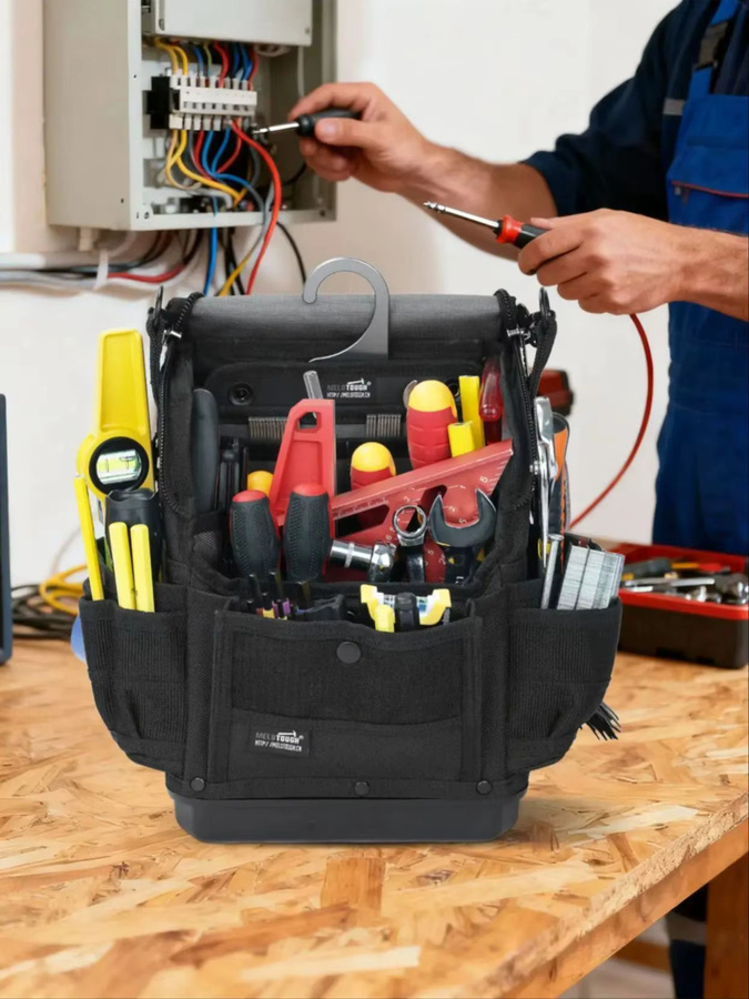 Pro Pac Elektriker-Werkzeugtasche mit 44 Taschen in Schwarz - Bild 7