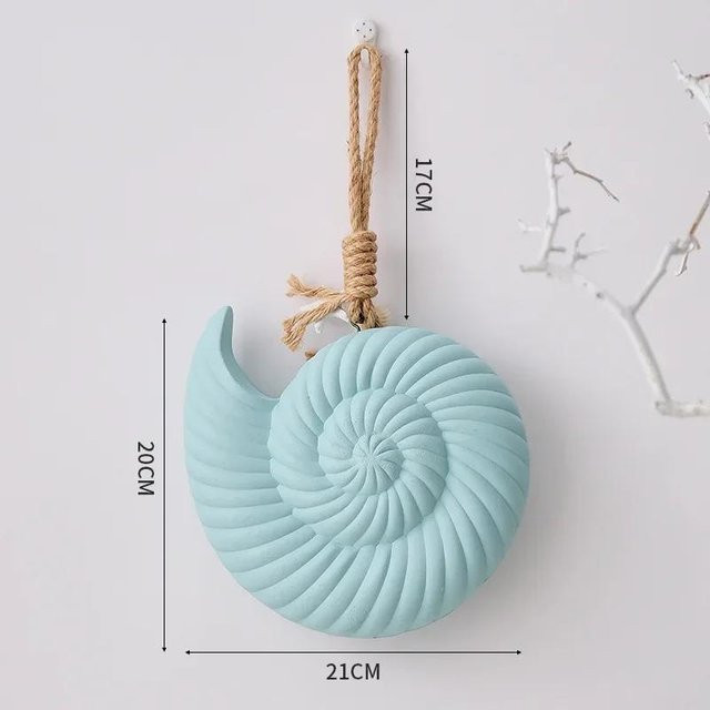 Yiran Furniture Wandbehang im Ozean-Stil mit Muscheln, Seesternen und Conches in Weiß und Türkis, B: 21 cm, H: 20 cm - Bild 1