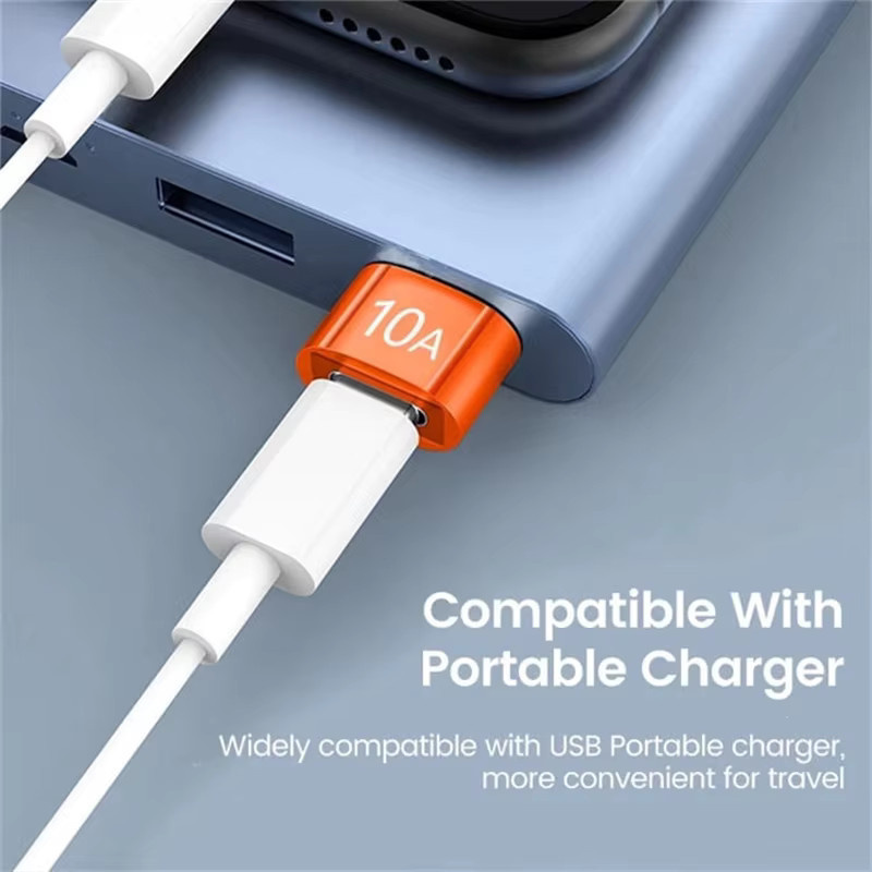 NNBILI USB-A auf USB-C Adapter, 10A Schnellladeadapter mit OTG-Anschluss, Schwarz - Bild 4