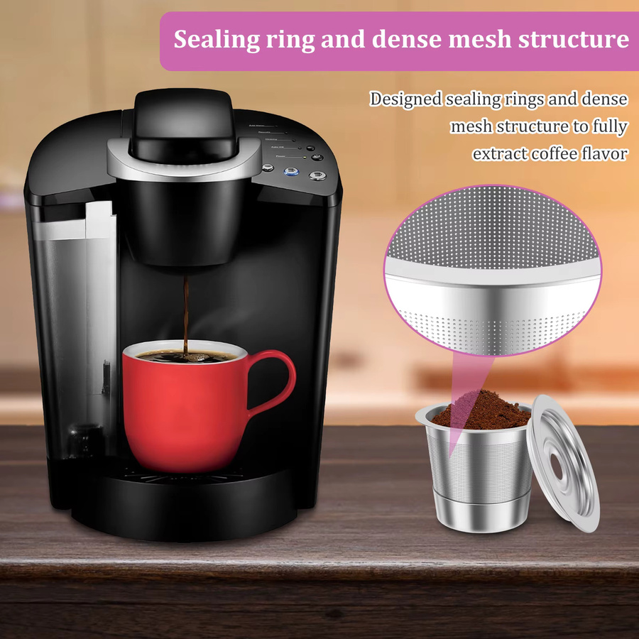 Willstar wiederverwendbare Espressokapseln aus Edelstahl in Silber, nachfüllbare Kaffeepads für K-Tassen, runde Form - Bild 5