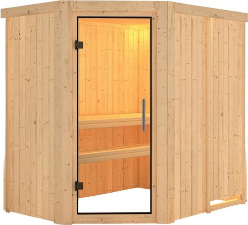 Karibu Sauna Vijandi für 3 Personen aus Fichtenholz in Beige, B/T/H: 198 x 196 x 151 cm - Bild 1