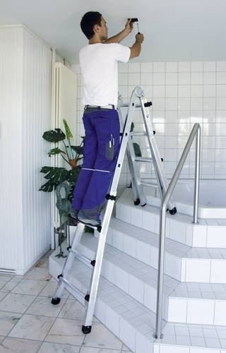 MUNK Aluminium-Teleskopleiter 4-teilig mit 4 x 6 Sprossen in Silber - Bild 1