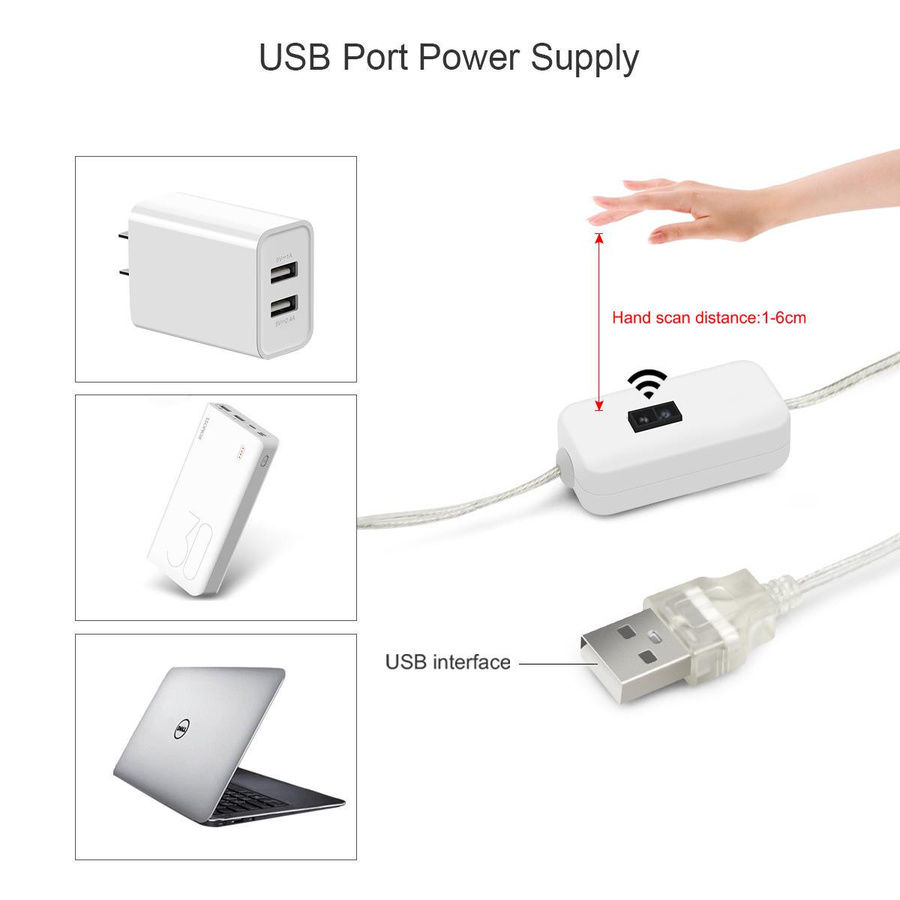 MALITAI LED-Unterschrankleuchte mit Handschwenk-Bewegungssensor und USB-Anschluss, Weiß - Bild 5