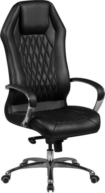 Amstyle Drehstuhl aus Leder in Schwarz mit Armlehnen für Home-Office und Erwachsene - Bild 1