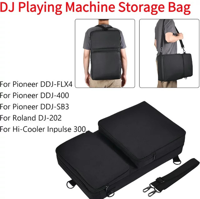 Kratzfeste Tragetasche in Schwarz für Pioneer DDJ-FLX4, DDJ-400, DDJ-SB3 und Roland DJ-202 inklusive Schultergurt - Bild 1