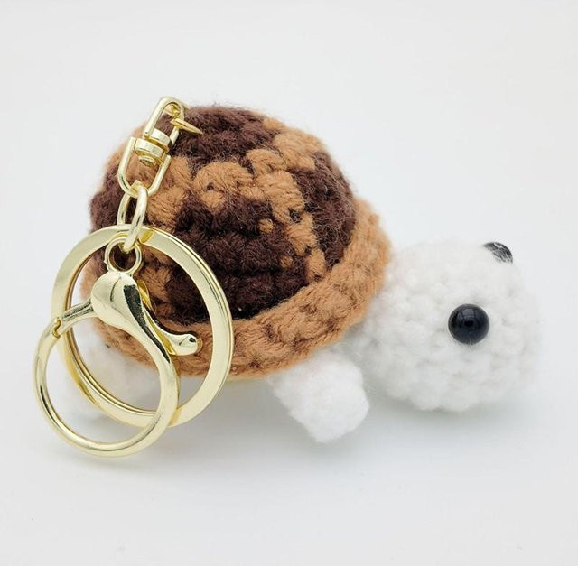 Schlüsselanhänger Schildkröte, Amigurumi, braun, Kinder - Bild 1