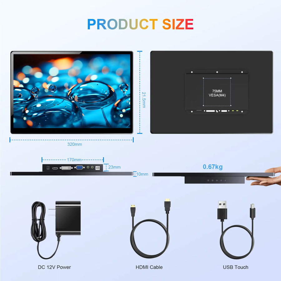 Unew Premium Tragbarer 14 Zoll Monitor mit Touchscreen und IPS Display in Schwarz für Laptop, Handy und CCTV - Bild 2
