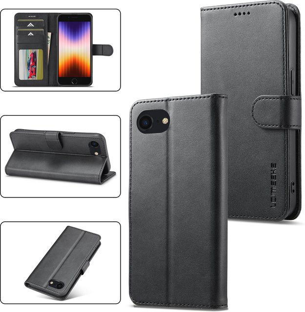 Luxuriöse Flip-Lederhülle für Apple iPhone in Schwarz mit Kartenfächern und Stoßschutz - Bild 1