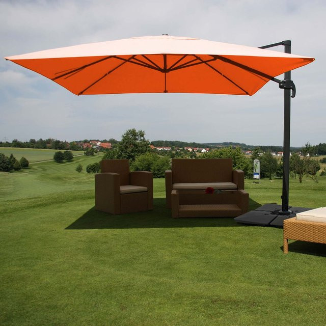 MCW Gastronomie-Ampelschirm A96 in Orange mit Ständer, drehbar, Polyester/Alu, B/T/H: 300 x 400 x 300 cm - Bild 1
