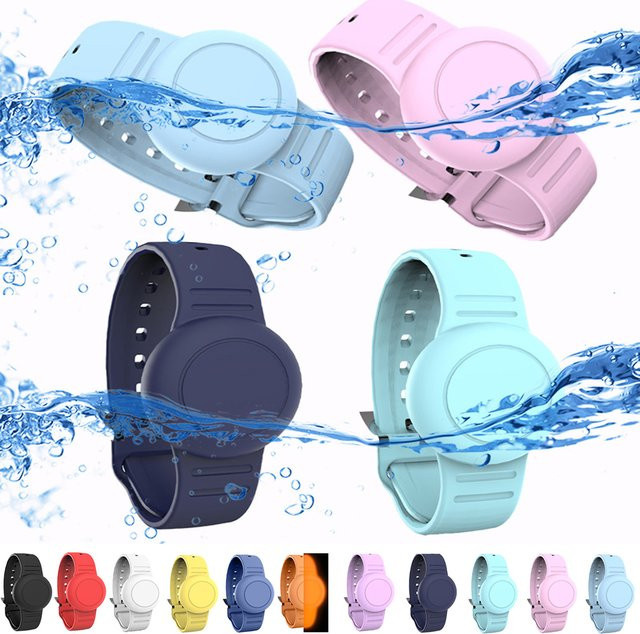 Apple AirTag Armband für Kinder aus wasserfestem Silikon in Pink und Orange mit GPS-Tracker-Hülle - Bild 1