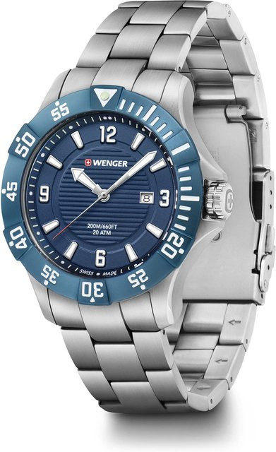 Wenger Armbanduhr Seaforce, Quarz, Edelstahl, Blau, 20 ATM - Bild 1