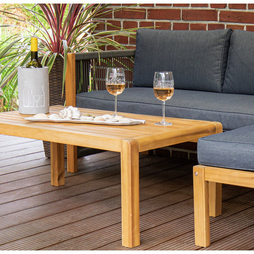 Acamp Loungeset Malaga mit 4 Sitzplätzen in Grau und Schwarz aus FSC Teak-Akazienholz mit UV-beständigen Polstern - Bild 6