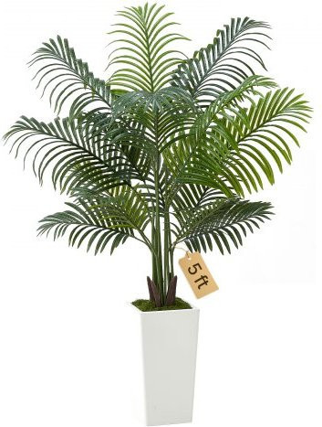 VEVOR Künstliche Areca-Palme in Weiß mit Pflanzgefäß, Höhe: 152,4 cm - Bild 1
