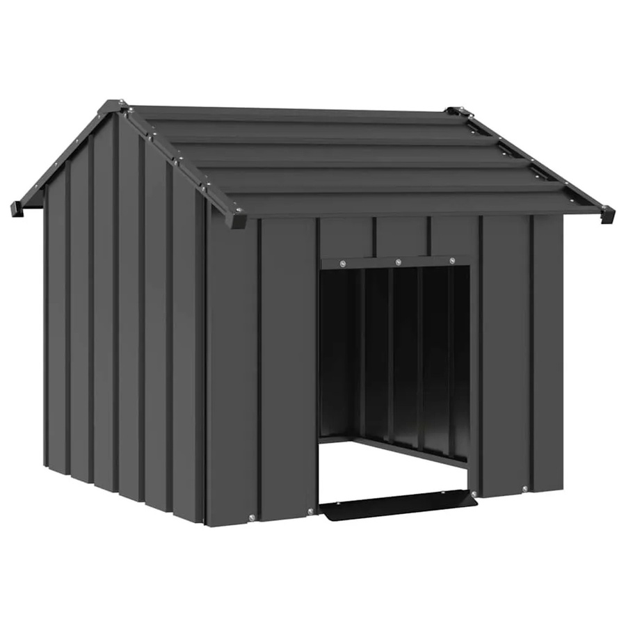 vidaXL Hundehütte aus Metall mit Dach in Anthrazit, wetterfest, B/T/H: 85 x 107 x 81 cm - Bild 2