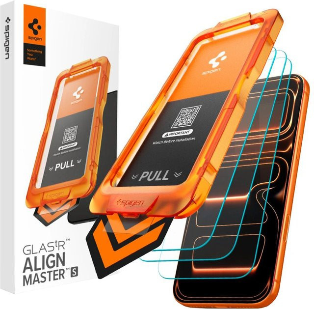 Spigen GlastR Align Master Slim Schutzfolie aus gehärtetem Glas für Apple iPhone 17 Pro, transparent, 3er-Set, AGL10103 - Bild 1
