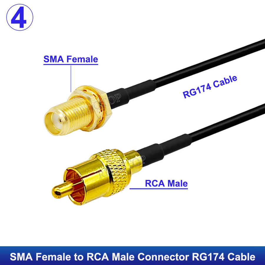 RFDOTOP RG174 SMA auf RCA Koaxial-Verlängerungskabel Jumper 50 Ohm für Videorekorder - Bild 2