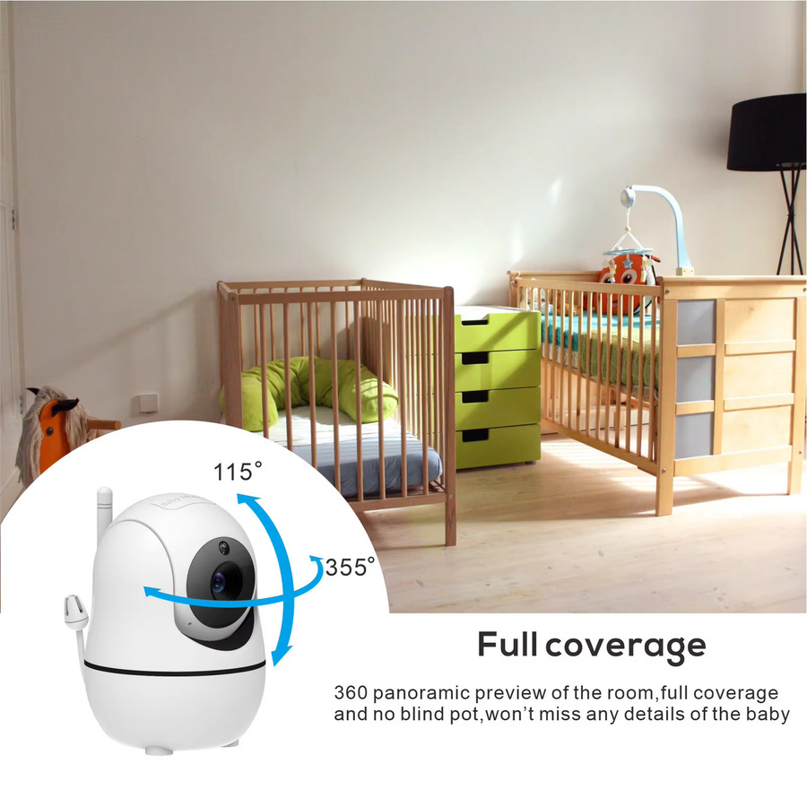 MBOSS Video-Babyphone mit zwei Kameras und 5-Zoll-Display in Weiß mit Nachtsicht, 4x Zoom, 2-Wege-Audio, Temperatursensor und Wiegenlied-Funktion - Bild 3