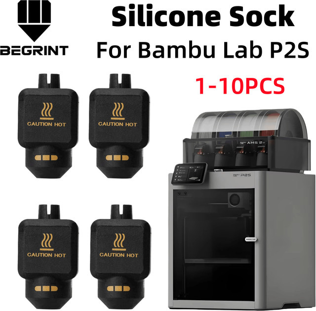 Bambu Lab P2S Silikon-Abdeckung für den Hotend-Heizblock, temperaturbeständige Silikonsocke in Schwarz für 3D-Drucker-Zubehör - Bild 1