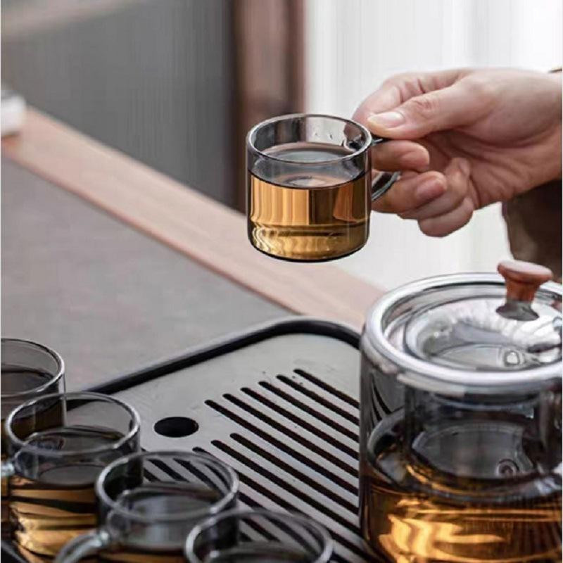 Yiran Teetasse aus Borosilikatglas mit Henkel, hochtemperaturbeständig, Rauchgrau - Bild 4