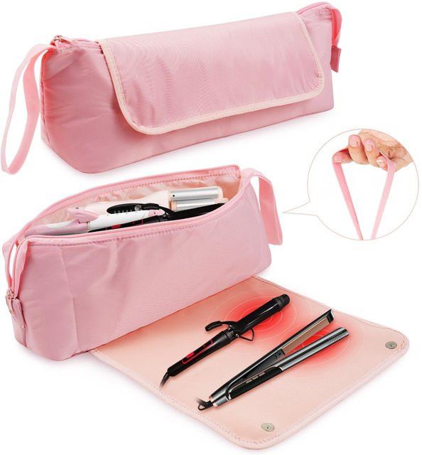 Meterk Organizer-Tasche für Haarwerkzeuge mit hitzebeständiger Matte in Rosa - Bild 1