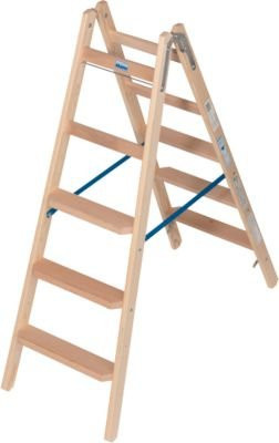 Krause Stehleiter aus Holz mit 2 x 5 Stufen und Eimerhaken in Braun/Mehrfarbig - Bild 1