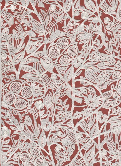 Arte Tapete La Perle Coral – Florales Vliesdesign in Weiß und Rot für Wohnzimmer und Schlafzimmer - Bild 1