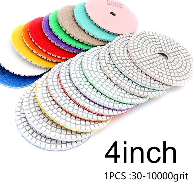 DAZZLEEX Polierpads für Granit, Stein, Beton und Marmor, 100 mm, Nass/Trocken Schleifscheiben - Bild 1