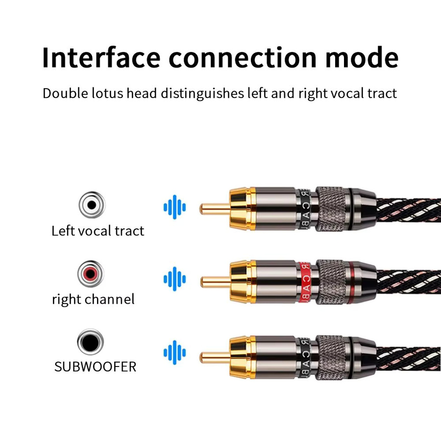 Yyaudio HiFi RCA zu 2RCA Audio Kabel, 6N OFC Subwoofer Y-Kabel, Schwarz, 1x männlich zu 2x männlich für Lautsprecher, DVD, TV und Verstärker - Bild 2