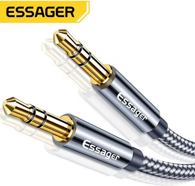 Essager Aux-Kabel 3,5 mm Klinke auf Klinke Audiokabel in Grau für Samsung und Xiaomi - Bild 1