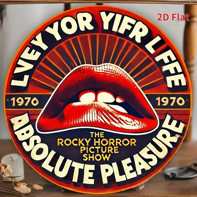 Potdemiel Vintage Rocky Horror Picture Show Metallschild, runde Eisenwanddekoration mit roter Lippe, Durchmesser: 19,81 cm - Bild 1