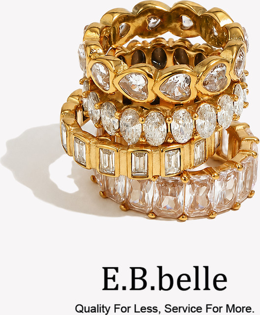 E.B.belle Ringe, Edelstahl, Zirkonia, Gold, Damen - Bild 1