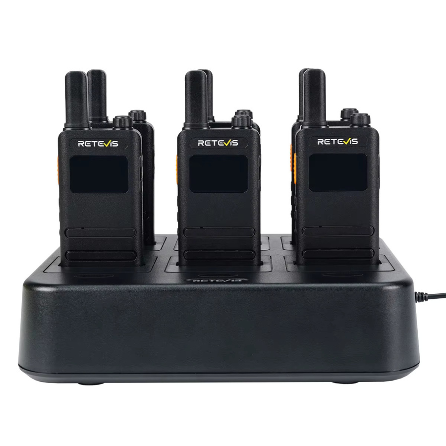 Retevis B63S Mini-Walkie-Talkies PMR446 mit LCD-Display, wiederaufladbar, Schwarz, 6er-Pack - Bild 3