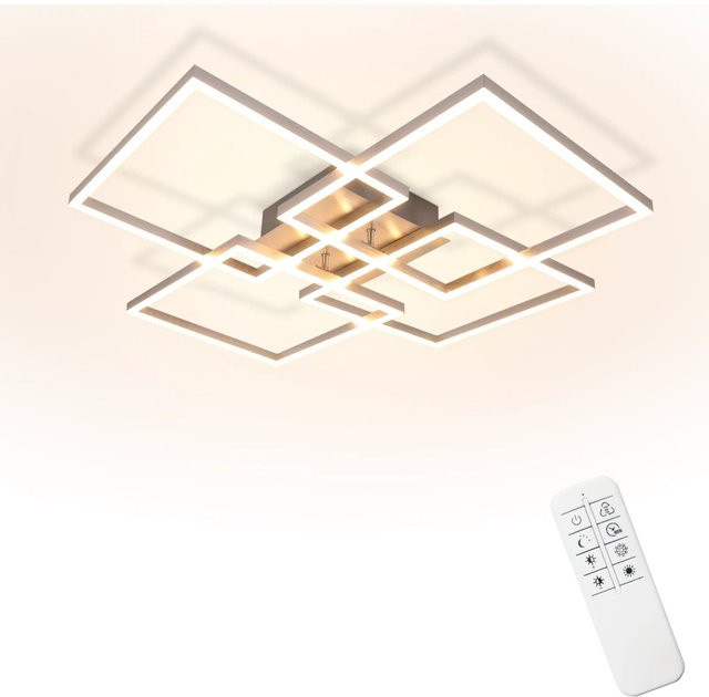 ZMH LED Deckenleuchte Silber, 48 W, stufenlos dimmbar mit Fernbedienung und Timer, modern und quadratisch - Bild 1