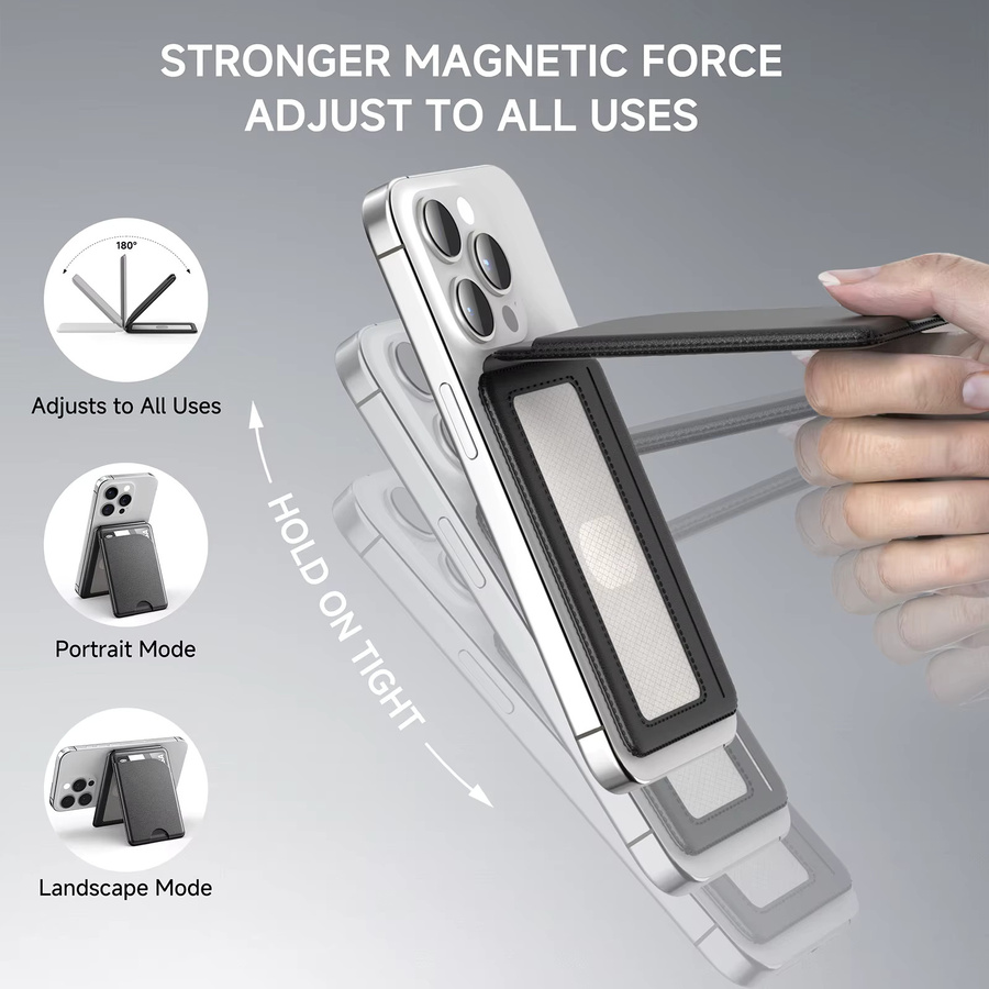GITFOS MagSafe Kartenhalter und Geldbörse, magnetische 2-in-1 Slim-Wallet für iPhone 17/16/15/14/13/12 in Schwarz und Grau - Bild 3