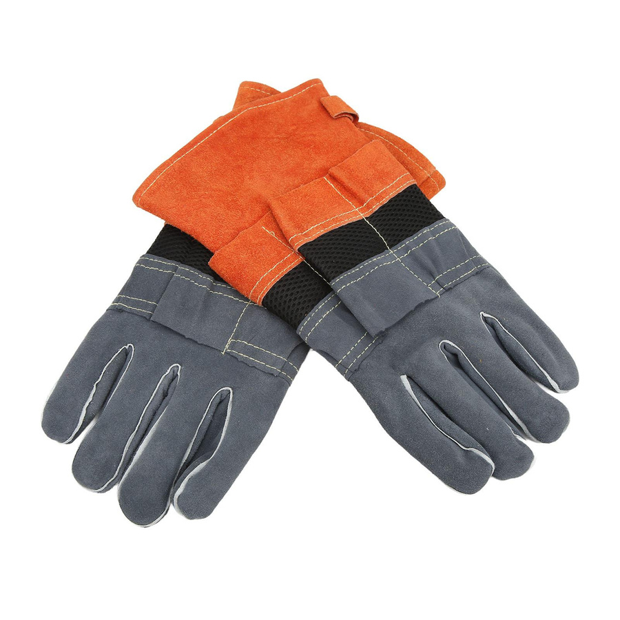 Igeteck Hitzebeständige Handschuhe aus Leder, Flammenhemmend und Feuerfest, Orange - Bild 2