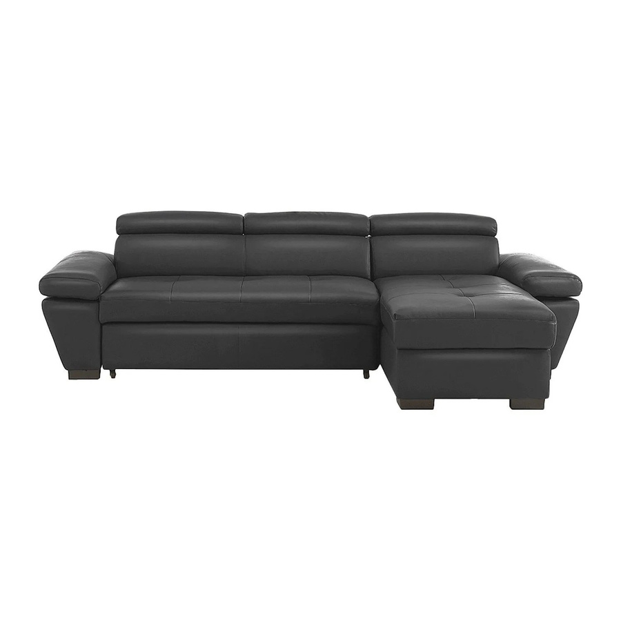 Vente-unique Schlafsofa Jonova in Anthrazitgrau mit Rindsleder und L-Form, Breite: 258 cm - Bild 2
