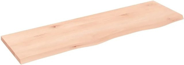 vidaXL Wandregal aus Massivholz Eiche Unbehandelt in Braun und Beige, B/H/T: 100 x 30 x 2 cm - Bild 1