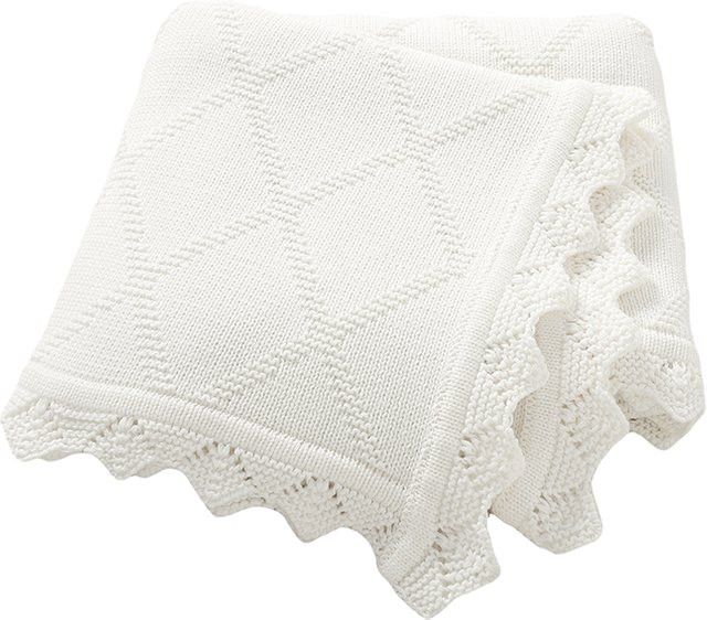 Mimixiong Strickdecke aus Baumwolle für Neugeborene, Farbe: Weiß, B x H: 100 x 80 cm - Bild 1
