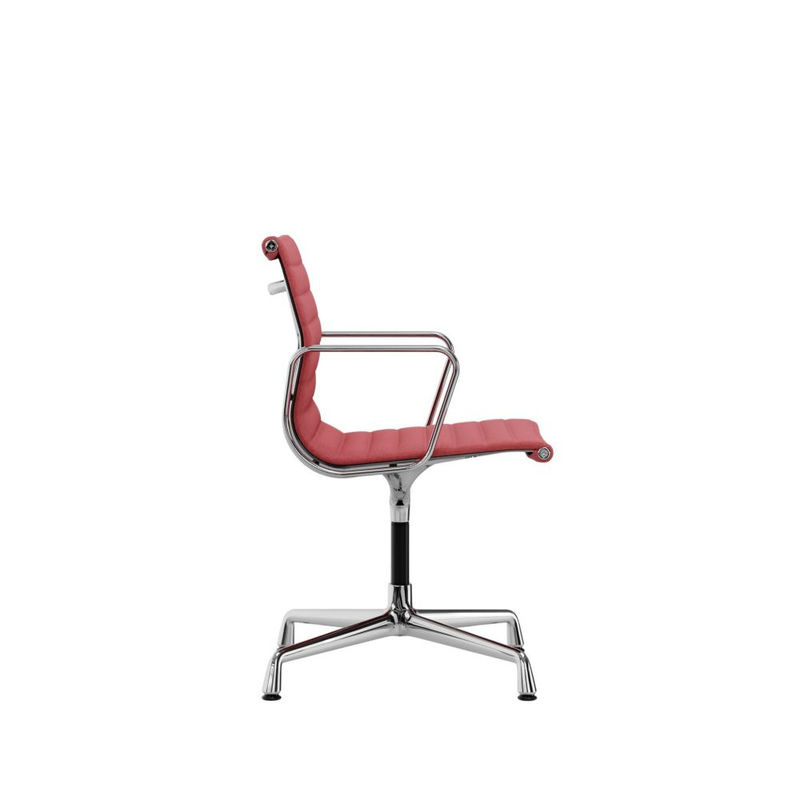 Vitra Aluminium Chair EA 104 mit Armlehnen in Rot und Hopsak Stoff, Drehstuhl - Bild 2
