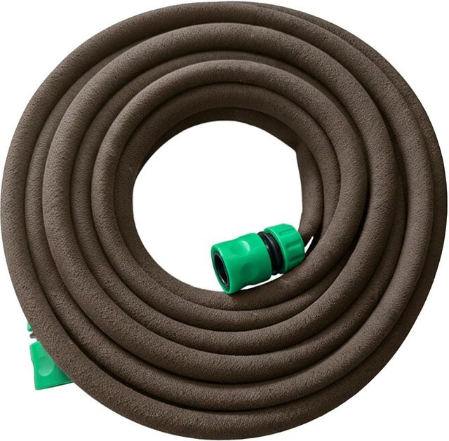 Relaxdays Perlbewässerung Tropfschlauch aus PVC und Gummi mit Messinganschluss, Braun, 10 m - Bild 1