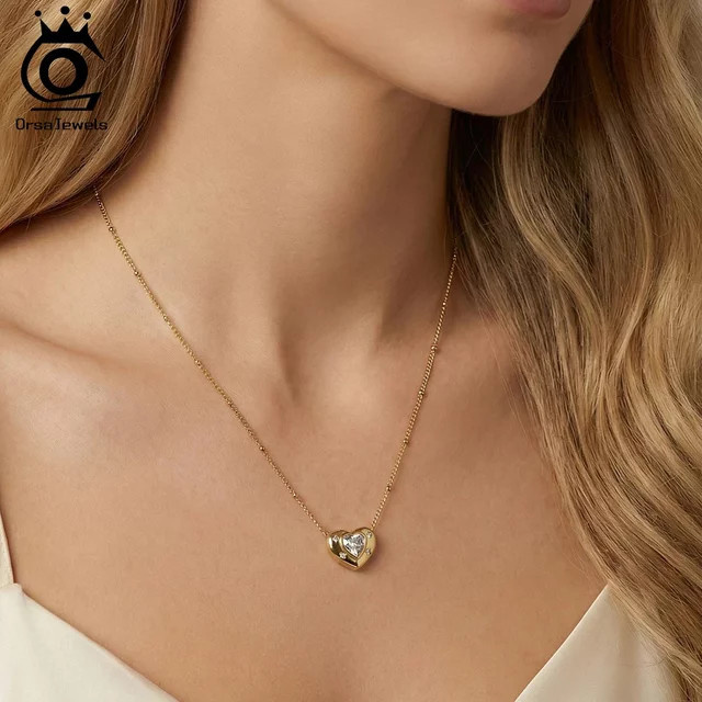 ORSA JEWELS Halskette mit Liebesherz-Zirkon-Anhänger, Edelstahl, Damen - Bild 1