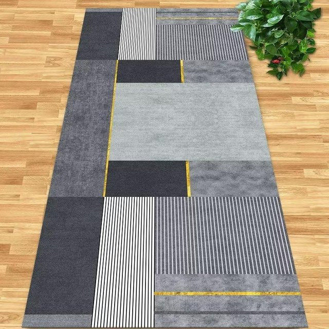 Karpetti Teppichläufer Geometrie in Grau, Waschbarer Flur Teppich aus Polyester, Breite: 60 cm, Länge: 200 cm - Bild 1