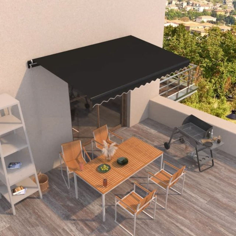Vidaxl Manuelle Einziehbare Markise aus Aluminium und Polyester in Anthrazit, Breite: 450 cm, Tiefe: 350 cm - Bild 1