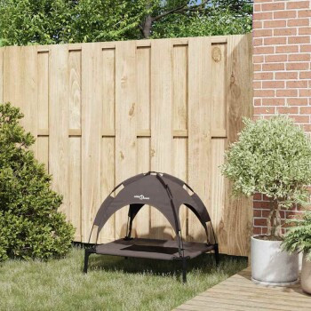 vidaXL Hundebett Braun aus Metall, wetterfest und erhöht, B/T/H: 76 x 62 x 70,5 cm - Bild 3