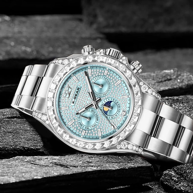 X-GEAR Armbanduhr Automatik, Diamant, Edelstahl, Roségold, Herren - Bild 1