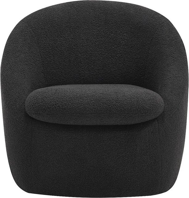 Netalio Sessel mit gerader Rückenlehne und Schwenkfunktion in Schwarz aus Bouclé-Stoff und Metall, Höhe: 78 cm - Bild 1